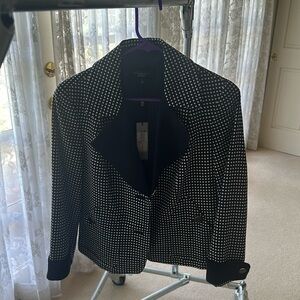 Navy blue and white polka dots Talbots coat